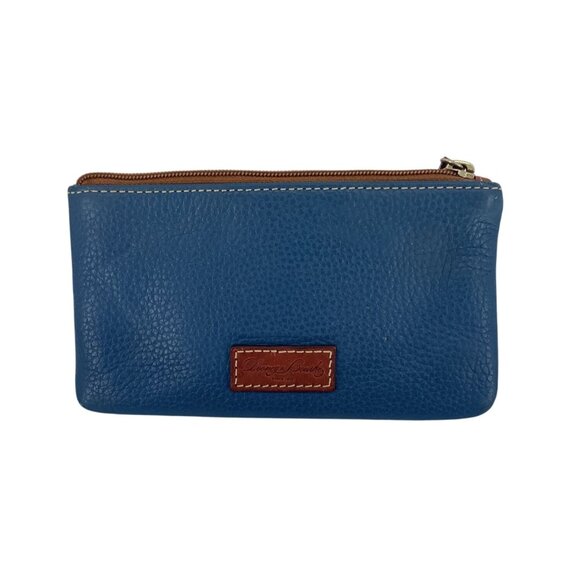 Dooney & Bourke Blue Leather Zip Pouch With ID Window - Picture 1 of 6